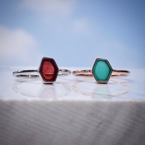 minimjewelry Garnet Green Agate ring, Garnet Green Agate ring, code R370 #minimsignature