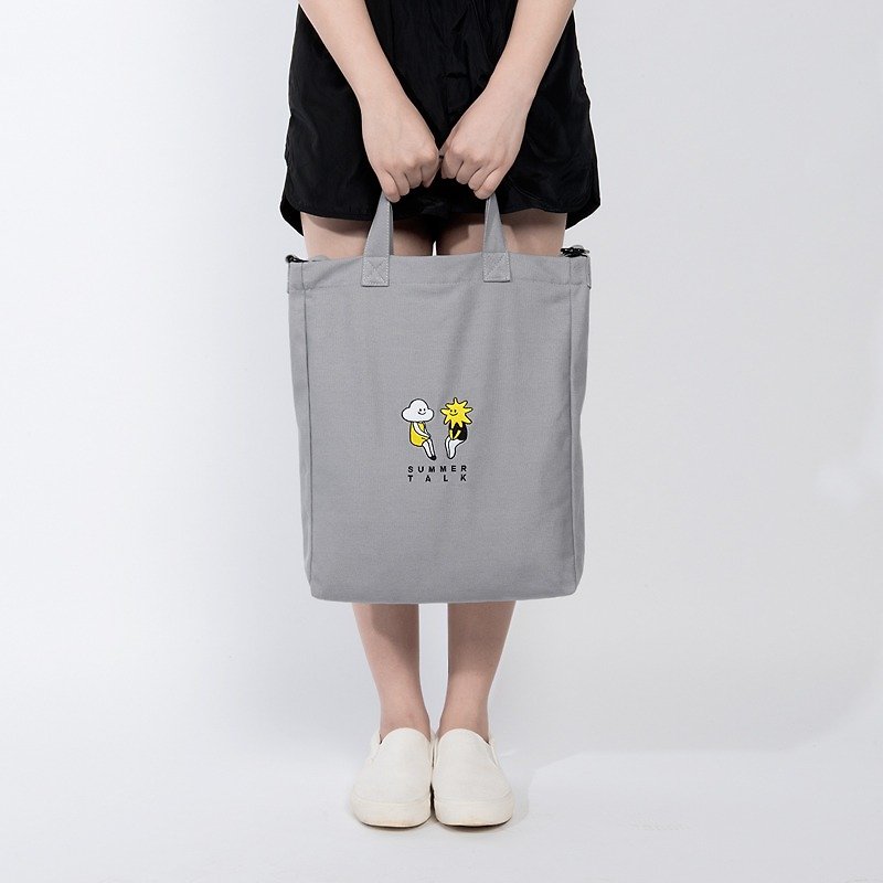 KIITOS SUMMER TALK series Messenger shoulder portable multi-purpose bag - gray clouds and sun subsection - Messenger Bags & Sling Bags - Cotton & Hemp Gray