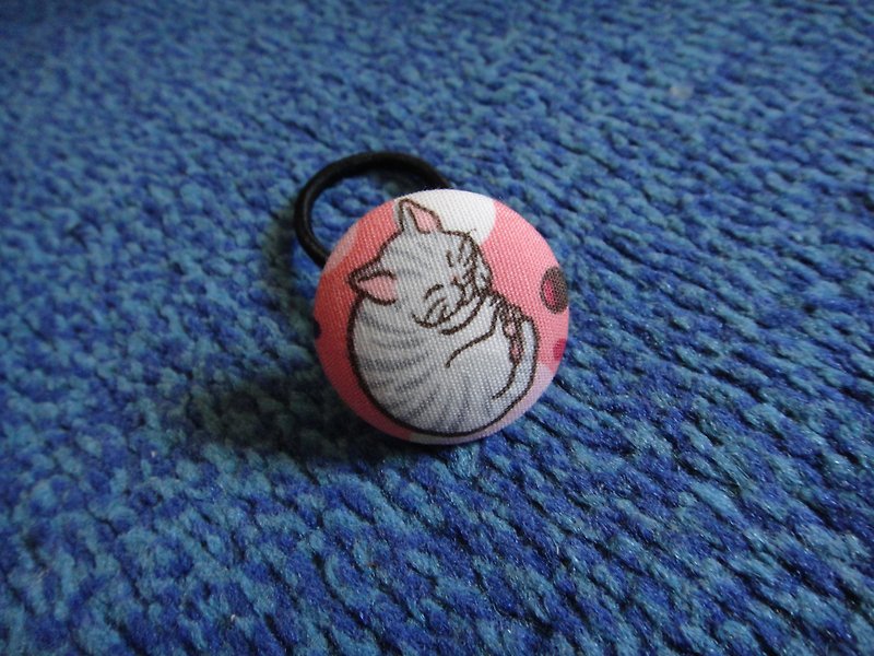 貓的慵懶 鈕釦髮圈 C48CIX66 - 髮夾/髮飾 - 棉．麻 粉紅色