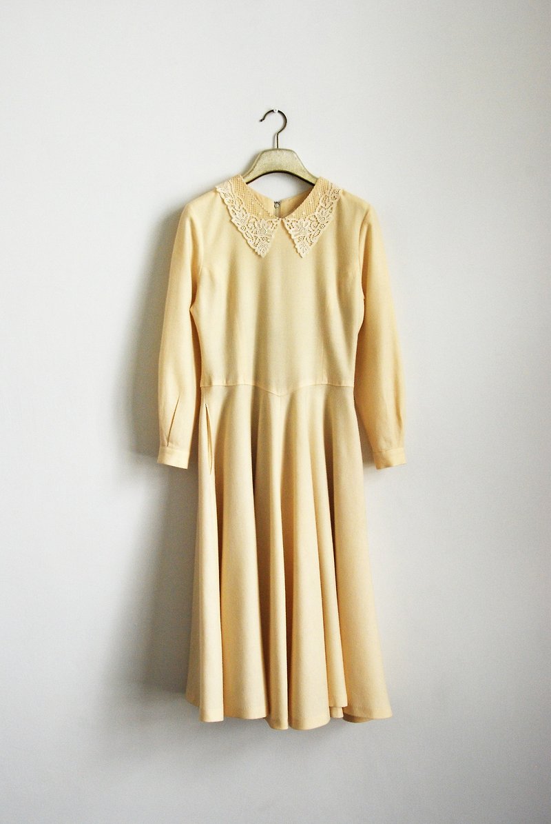 南瓜Vintage。古著鏤空領厚料洋裝 - 洋裝/連身裙 - 其他材質 