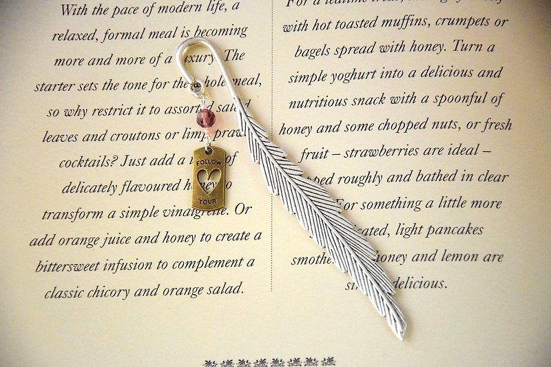 Follow Your Heart Silver Feather Bookmark - Bookmarks - Other Metals 