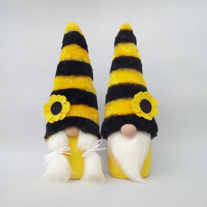 Bee Bumblebee Gnome Farmhouse Gnome Flower Gnome Spring Summer Gnome Doll Gift - 公仔/玩偶 - 環保材質 黃色
