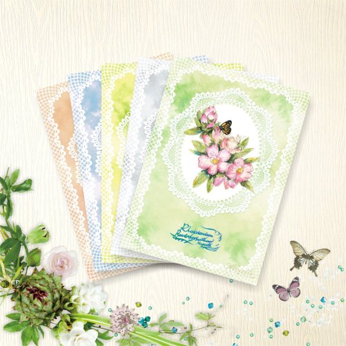 hibeetle甲蟲手繪 【臺灣花卉】 明信片 - 芙勞兒B - 5款各1張