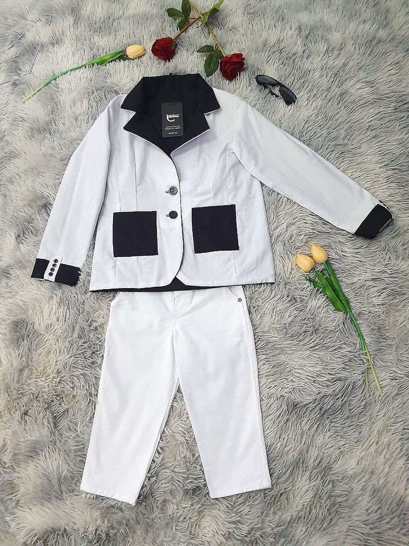White Pant made of from Chino Cotton 100% good can wear both boy and girils - 男長褲/休閒褲 - 棉．麻 白色