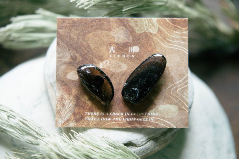 CRACK | 礦物系耳環 |  EARRINGS - 耳環/耳夾/耳骨夾 - 玉石 黑色
