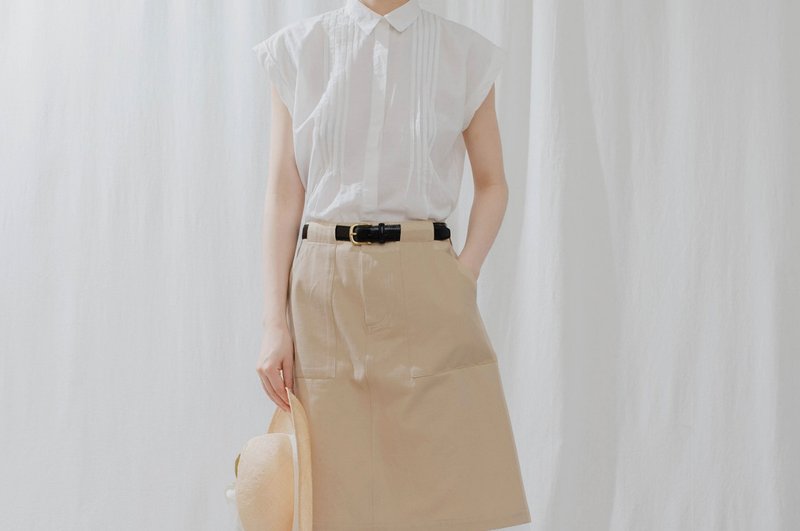 French Girls Accordion Basic Cotton Shirt - เสื้อผู้หญิง - ผ้าฝ้าย/ผ้าลินิน ขาว