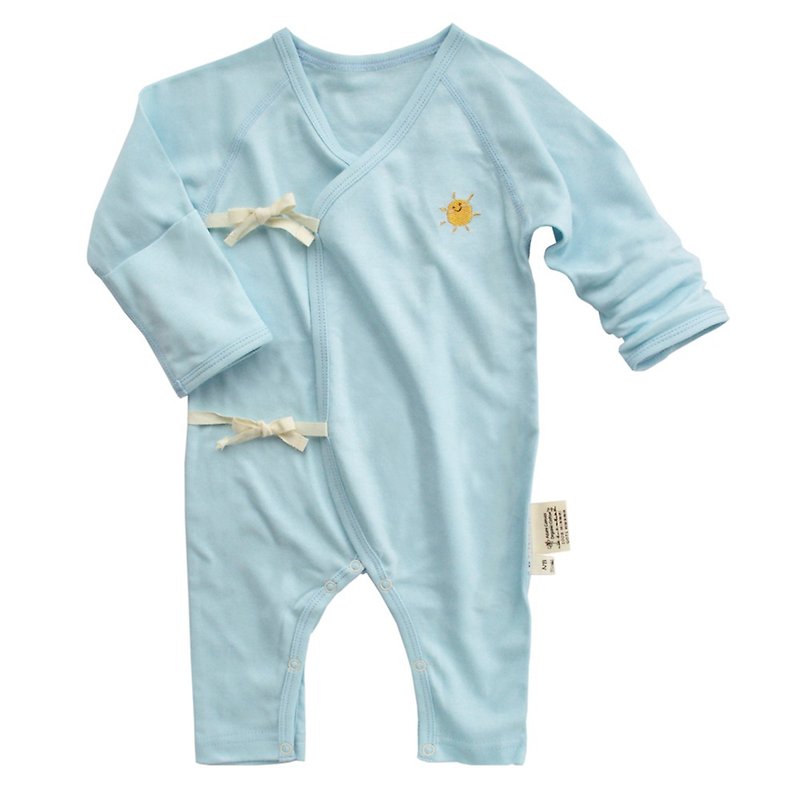 有機埃及棉嬰兒超柔蝶裝肚衣-嫩藍太陽 - 嬰兒連身衣/包被/包巾 - 棉．麻 藍色