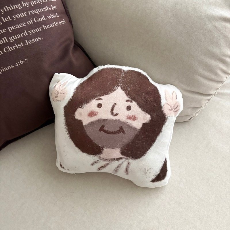 JIN CHA GOD-Pillow YA! Jesus hand-painted pillow - หมอน - ผ้าฝ้าย/ผ้าลินิน 