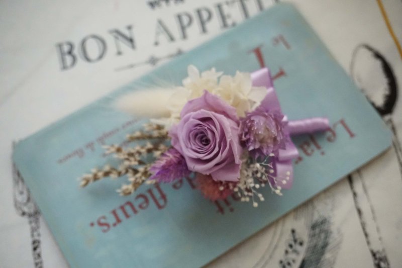 Not withered, immortal flowers, dry flowers. Bridegroom/Bride/Language Master Corsage Happy Wedding - Plants - Plants & Flowers Purple