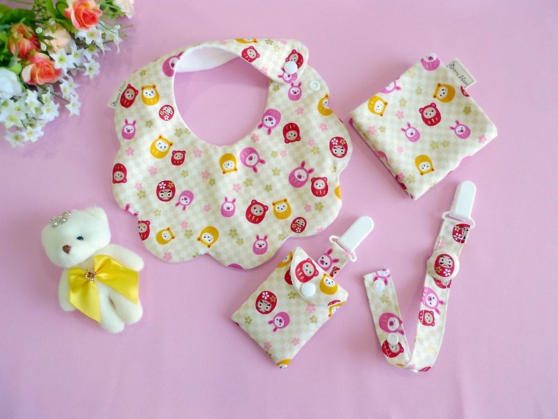 Japanese Fushou limited edition cloth - baby birthday ceremony / full moon ceremony / Mi Yueli - Bibs - Cotton & Hemp Yellow