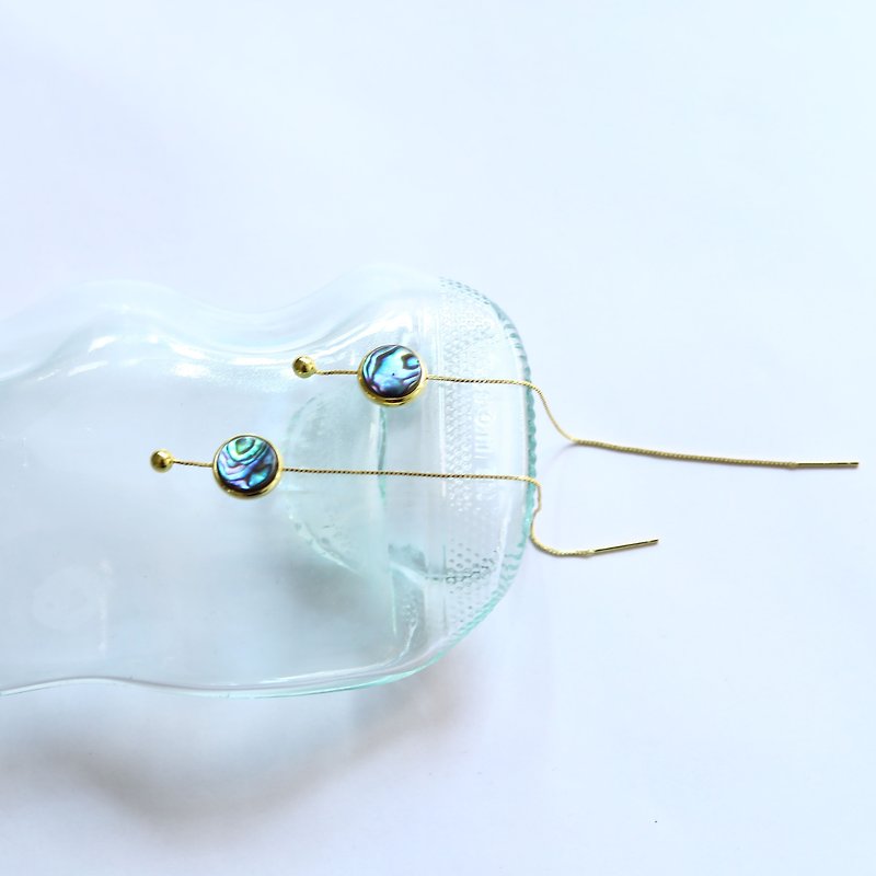八月南方原創設計首飾鮑魚貝925銀鍍金耳線簡單氣質 - 耳環/耳夾 - 其他材質 