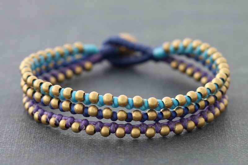 Woven Bracelets, Multi Strand Beaded Bracelets, Blue Tone Bohemian Style Jewelry, Color Mix Beaded Bracelets