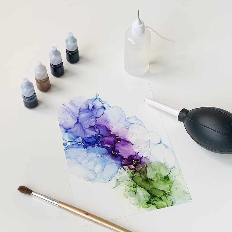 Elegant and fresh alcohol ink・Alcohol ink experience class - Illustration, Painting & Calligraphy - Pigment 