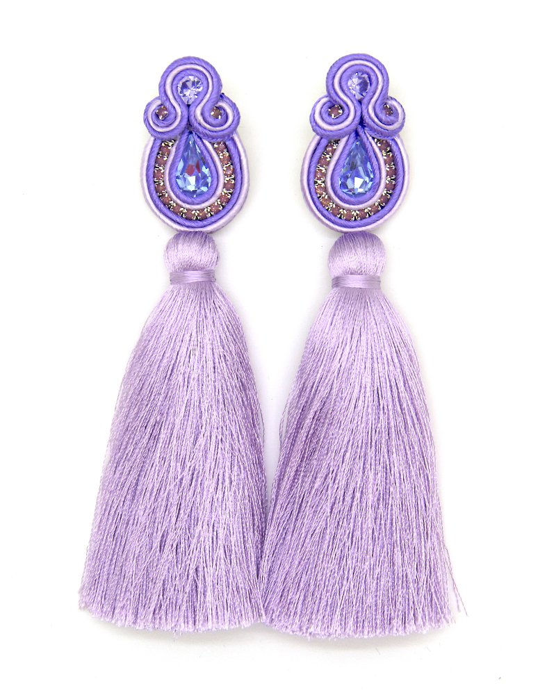 Earrings Long tassel earrings in lilac colorChristmas Gift Wrapping - Earrings & Clip-ons - Other Materials Purple