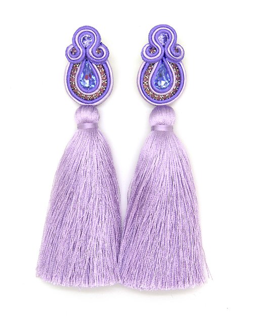 Olga Sergeychuk jewelry Earrings Long tassel earrings in lilac colorChristmas Gift Wrapping