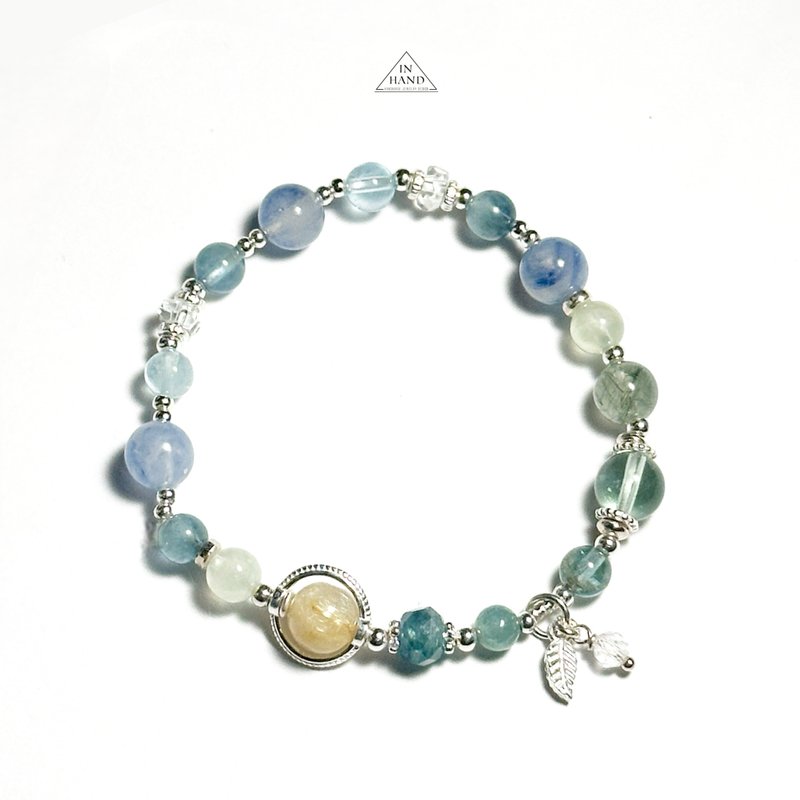 Impressionist Lake Light - Citrine, Kyanite, Fluorite - Sterling Silver Design Bracelet - Bracelets - Crystal Blue