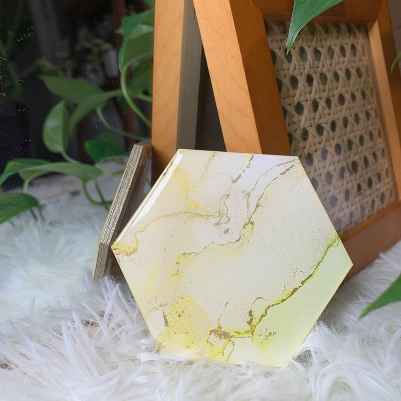 辦公室小物 居家生活 送禮物 手工杯墊 獨一無二/酒精墨水藝術 - 擺飾/家飾品 - 木頭 藍色