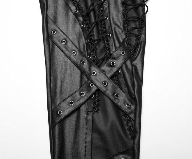 パンク エージェント フェイクレザー シャイニー スプリット パンツ