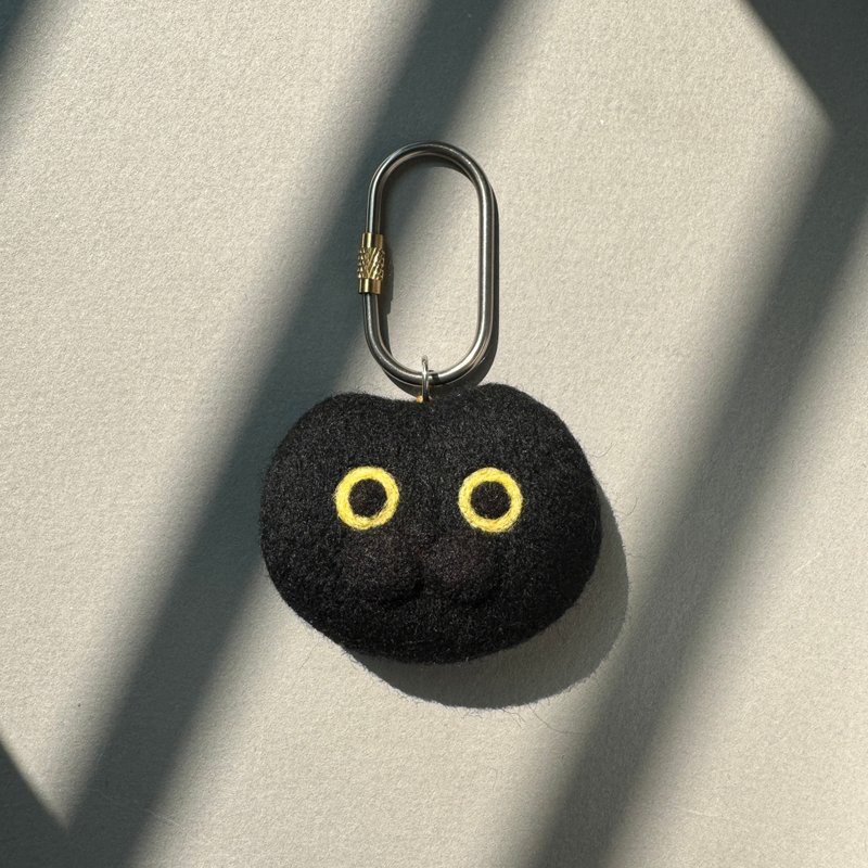 Enough Black Cat Charm Handmade Wool Felt Keychain - Charms - Wool 