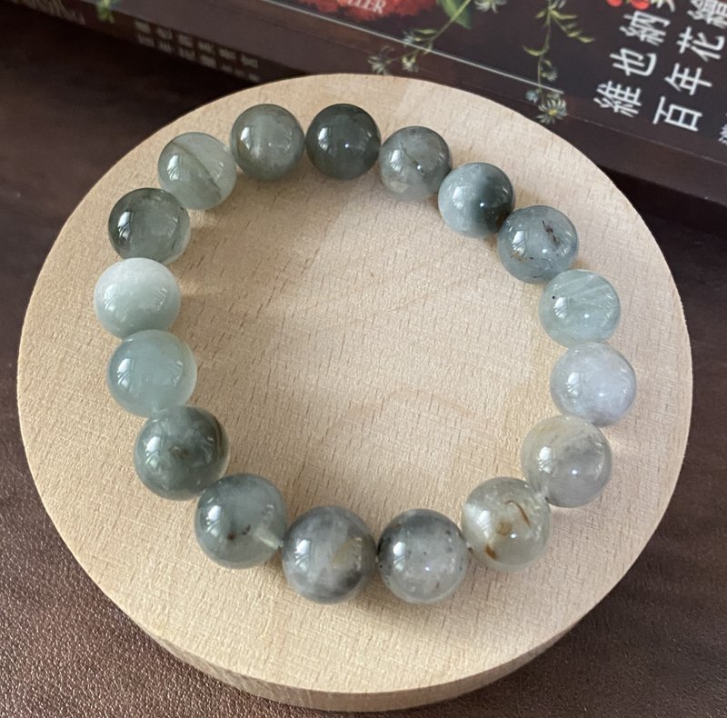 ʚ(Round Rabbit)ɞ Crystal Bracelet ๑ Blue Rabbit Hair - Bracelets - Crystal Gray