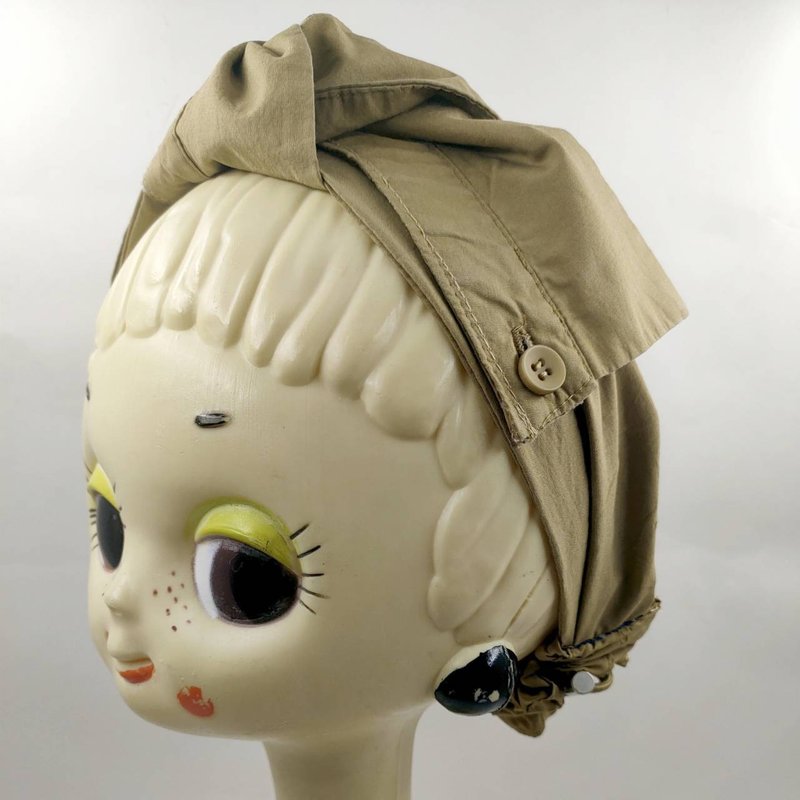 Petitbebe~咖啡黃蝴蝶結髮帶 - 髮夾/髮圈 - 棉．麻 黑色