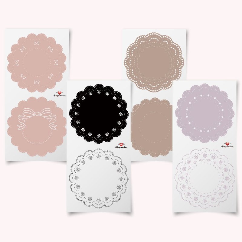 Cute Doily Sticker Set, 4 Types, 40 Sheets per Set - 貼紙 - 紙 