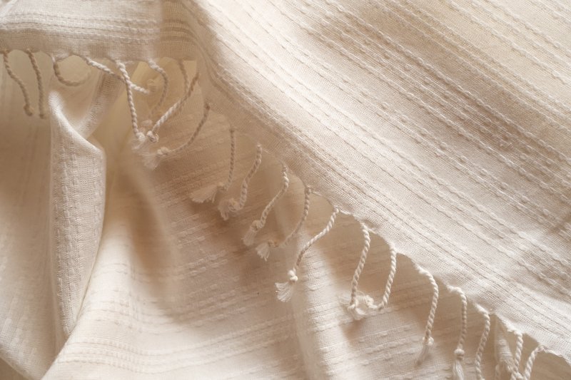 (Pre-order) Pure and dye-free #006 //Pure white cotton horizontal stripe multifunctional home decoration tablecloth - อื่นๆ - ผ้าฝ้าย/ผ้าลินิน ขาว