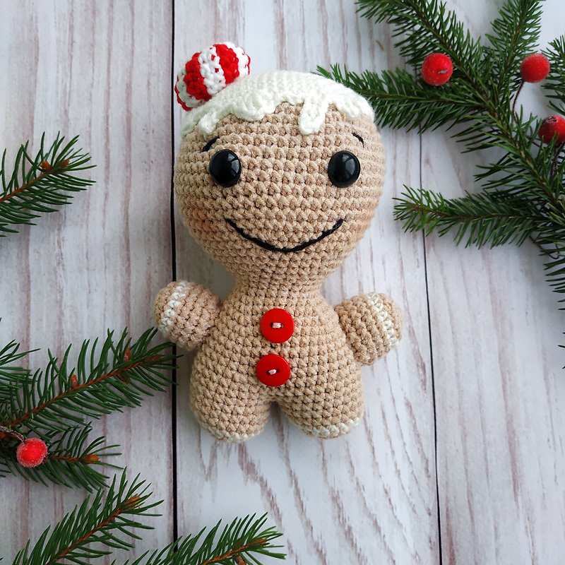 croseted gingerbread man - Stuffed Dolls & Figurines - Cotton & Hemp Brown