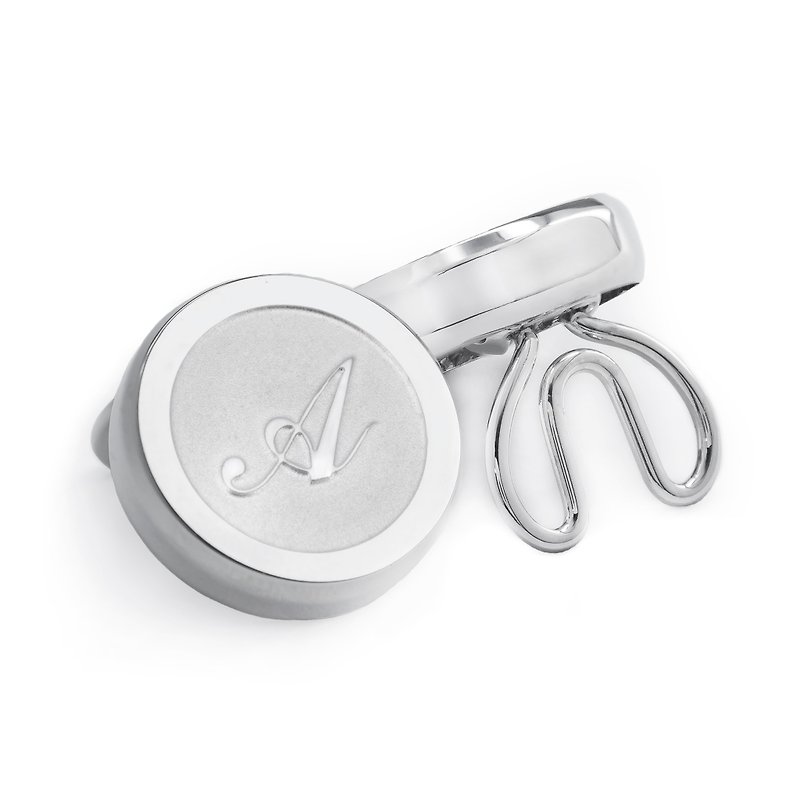 Monogram Etched alphabet Silver Clip-on Button Covers (A to Z) - Cuff Links - Other Metals Silver