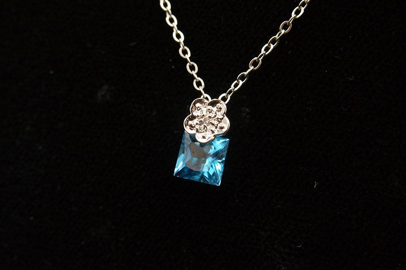 New Year Offer | Ice Crystal Flower Natural Diamond Blue Stone Necklace - Necklaces - Crystal Blue
