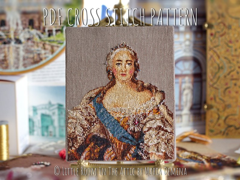 Elizabeth of Russia - Louis Tocque - PDF cross stitch pattern 十字绣 - 手工藝教學/工具書 - 其他材質 