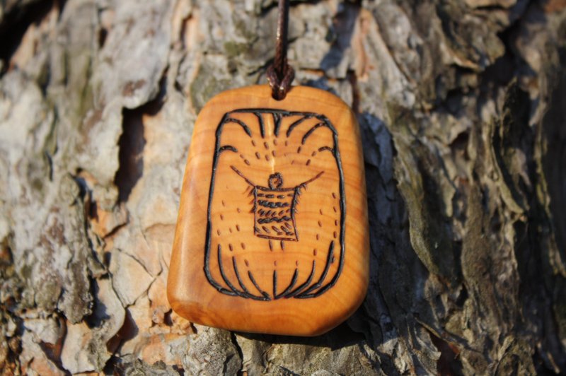 Pendant Spiritual development Spiritual growth Talisman Ancient symbol Primitive - Necklaces - Wood 