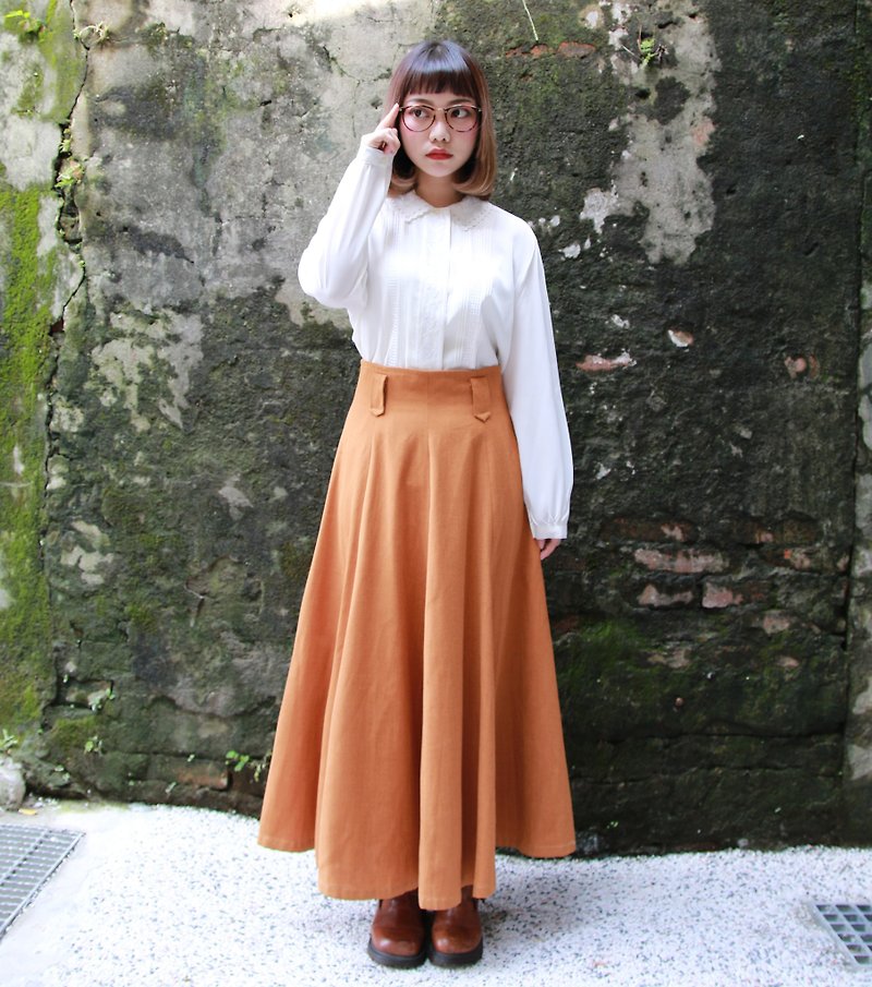 Back to Green:: 卡其色 圓裙  vintage skirt ( SK-21 ) - 裙子/長裙 - 聚酯纖維 