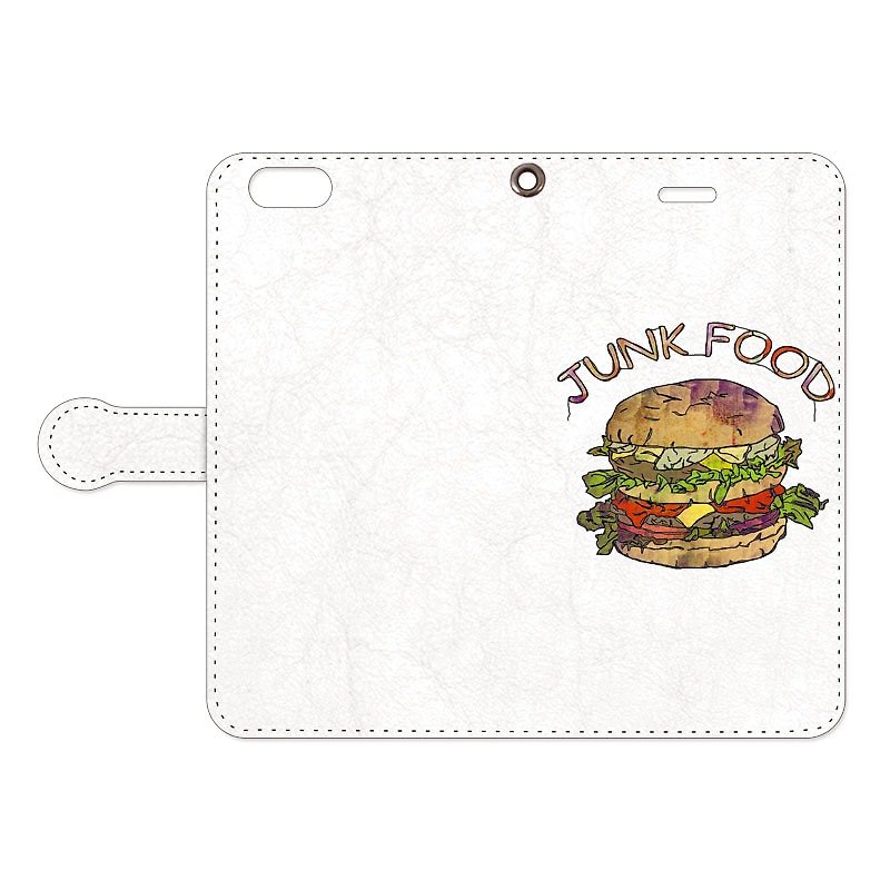 [Notebook type iPhone case] Hamburger - เคส/ซองมือถือ - หนังแท้ ขาว