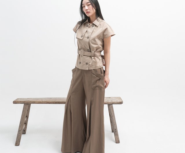 Vine_バイン風ポケットワイドパンツ_24SF202_オリーブグリーン