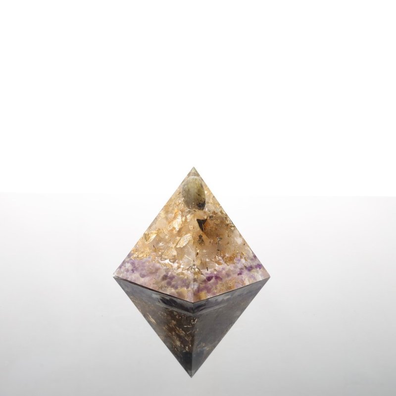 [Fast Shipping] Wisdom Titanium Crystal Golden Luck Guardian-Orgonite Pyramid-Orgonite Crystal Healing and Wealth Recruitment - ของวางตกแต่ง - คริสตัล สีทอง