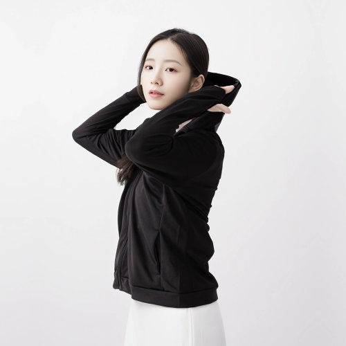 貝柔 Peilou UPF50+吸濕排汗女防曬外套 連帽黑色
