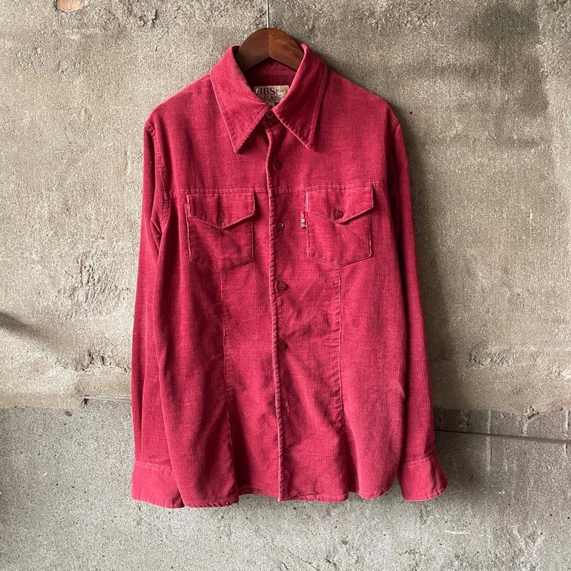 --Vintage--burgundy corduroy shirt - Men's Shirts - Other Materials Red