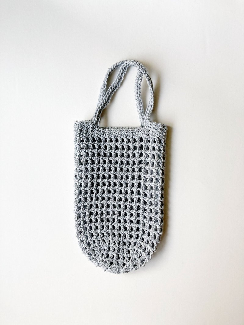 [In stock] light gray eco-friendly cup bag beverage bag [Choose me, choose me, I don’t have to wait] - ถุงใส่กระติกนำ้ - ผ้าฝ้าย/ผ้าลินิน สีเทา