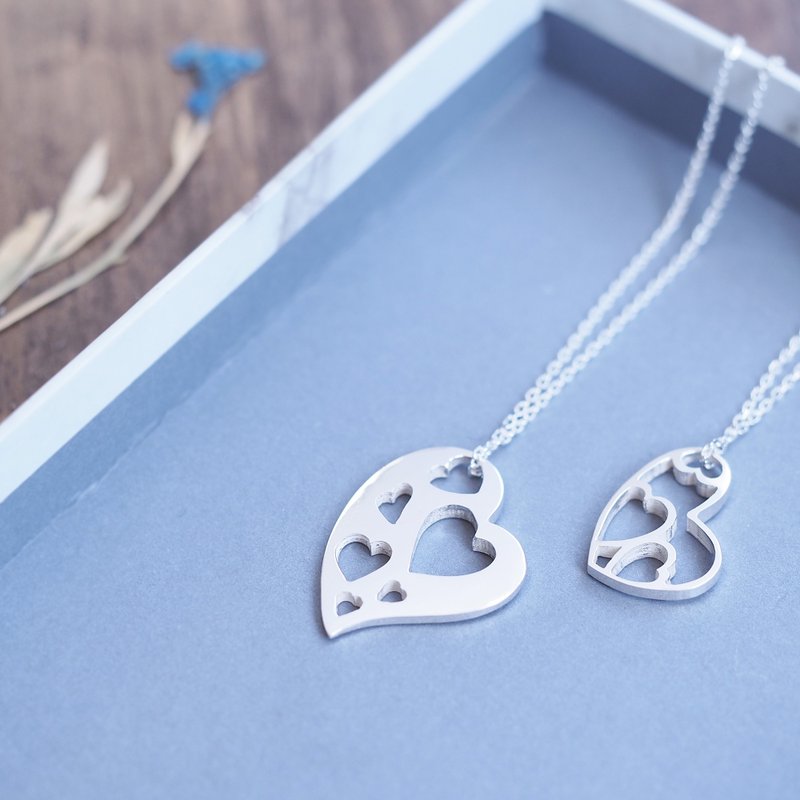 2コset) Butterfly ハート ペア ネックレス シルバー925 - 項鍊 - 其他金屬 藍色
