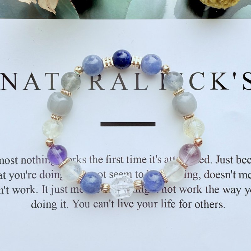 Clear Quartz, Tanzanite, Smoked Purple Hetian Jade, Grey Moonstone, Lapis Lazuli・Original Bracelet - สร้อยข้อมือ - คริสตัล หลากหลายสี