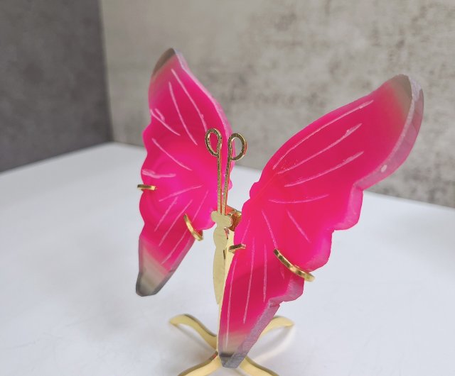 瑪瑙蝶飾りショッキングピンク - ショップ advancejewel-tw 置物