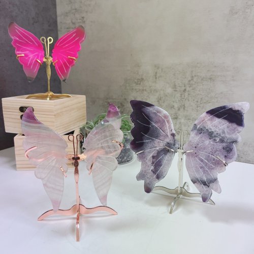 瑪瑙蝶飾りショッキングピンク - ショップ advancejewel-tw 置物