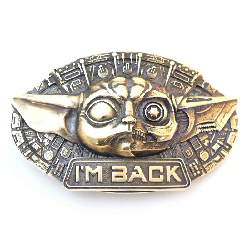 Mandalorian soild brass belt buckle, Grogu star wars inspired belt - 皮帶/腰帶 - 其他材質 金色