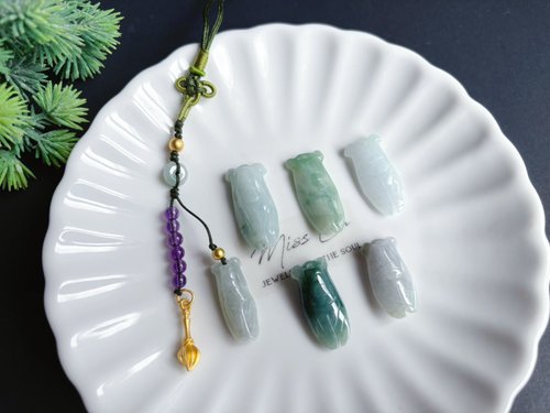 樂藏｜輕珠寶｜手作能量 金榜題名 考試順利 蟬 一鳴驚人 智慧 天然緬甸玉翡翠 文昌筆