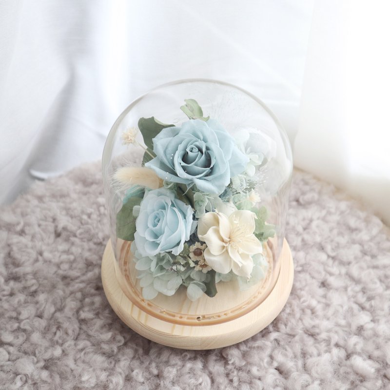 Glass Flower Cup \ Japanese Forest Immortal Rose Romantic Night Light Cylindrical Flower Cup Blue Green - ของวางตกแต่ง - พืช/ดอกไม้ 