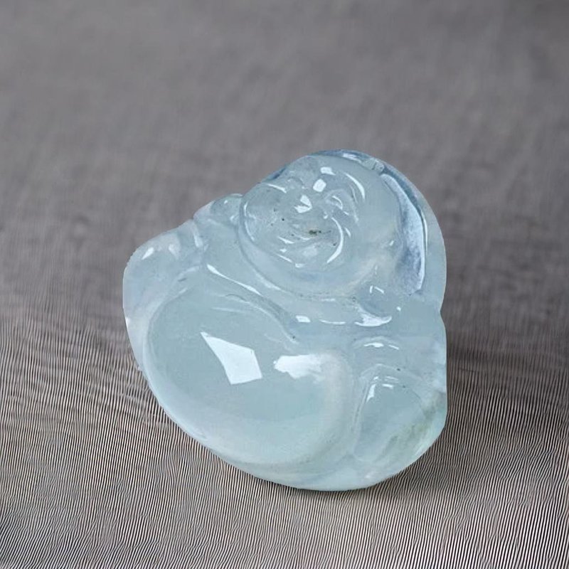 冰種翡翠彌勒佛 | 天然緬甸玉翡翠A貨 | 送禮 - 項鍊 - 玉石 透明