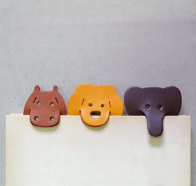 Leather Bookmark / Cute Animal Bookmark / Gift for Book Lovers - Zoo set - ที่คั่นหนังสือ - หนังแท้ หลากหลายสี