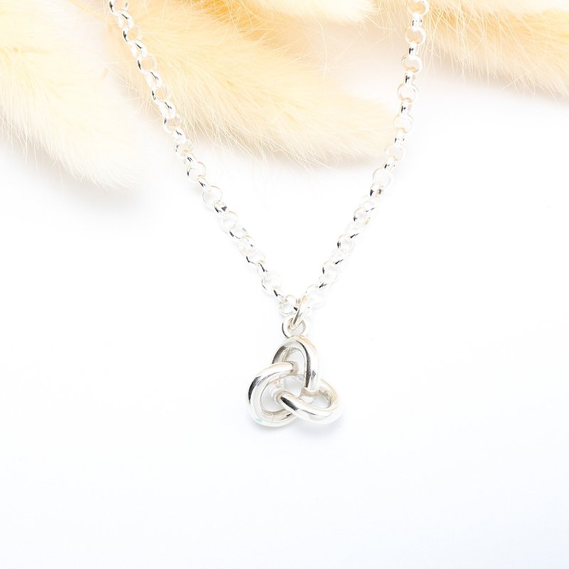 Happiness infinity intertwine 925 sterling silver necklace Valentine Day gift - Necklaces - Sterling Silver Silver