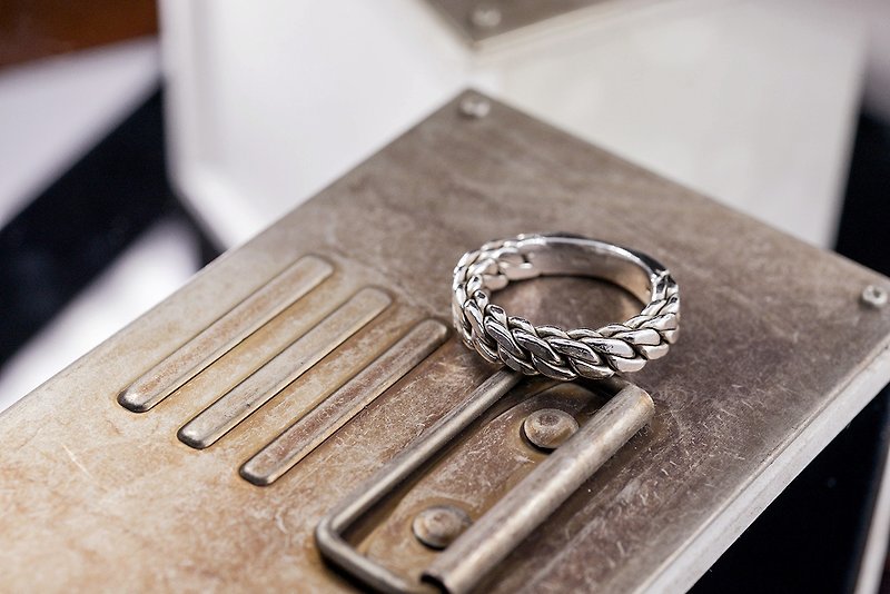 [若子] double-layer chain personality sterling silver ring - General Rings - Sterling Silver Silver